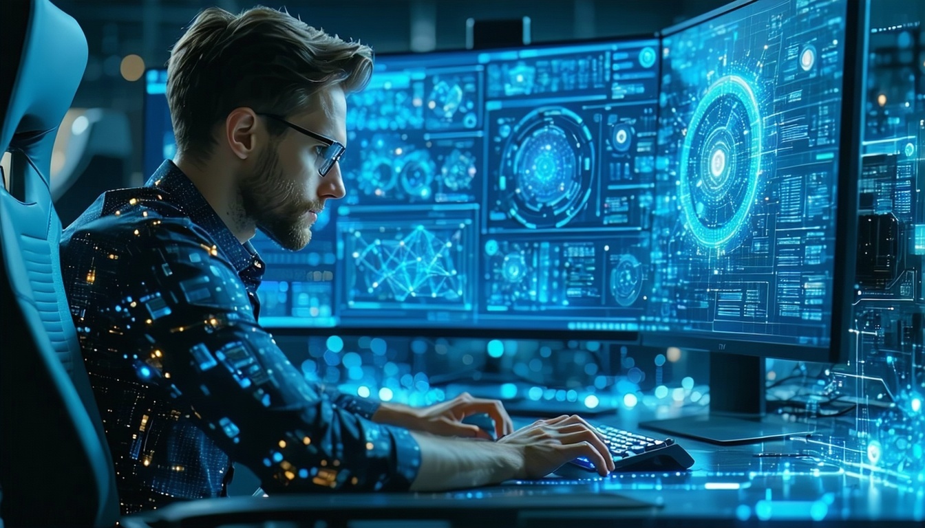 AI and machine learning engineers analyzing data and algorithms